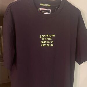 Scotch & Soda Black Tee with Neon Yellow Text
